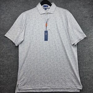 Stitch Golf Delfino Polo Shirt Mens M/L Infinity Blue White Swirl 211SA0014 NWT